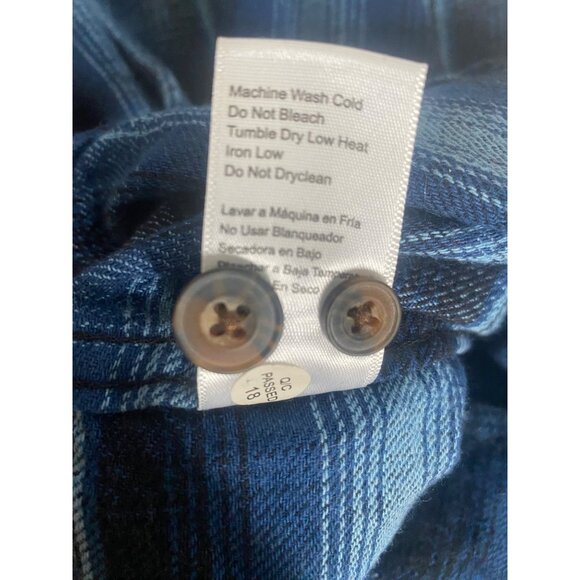 Jachs Mens Heritage Flannel Shirt Size L Blue Plaid Heavyweight Cotton Outdoors - Picture 6 of 10